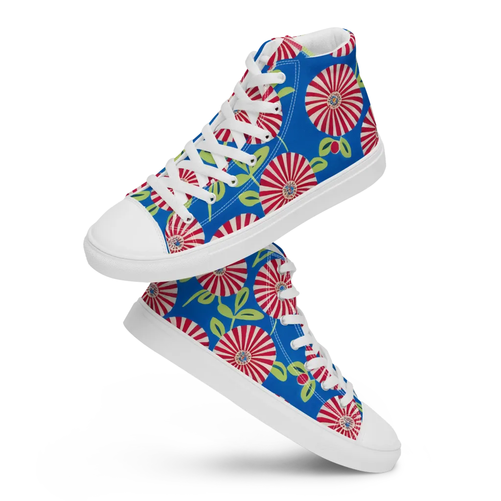 Radiant Garden Parade on Men's High Top Canvas Shoes — Front