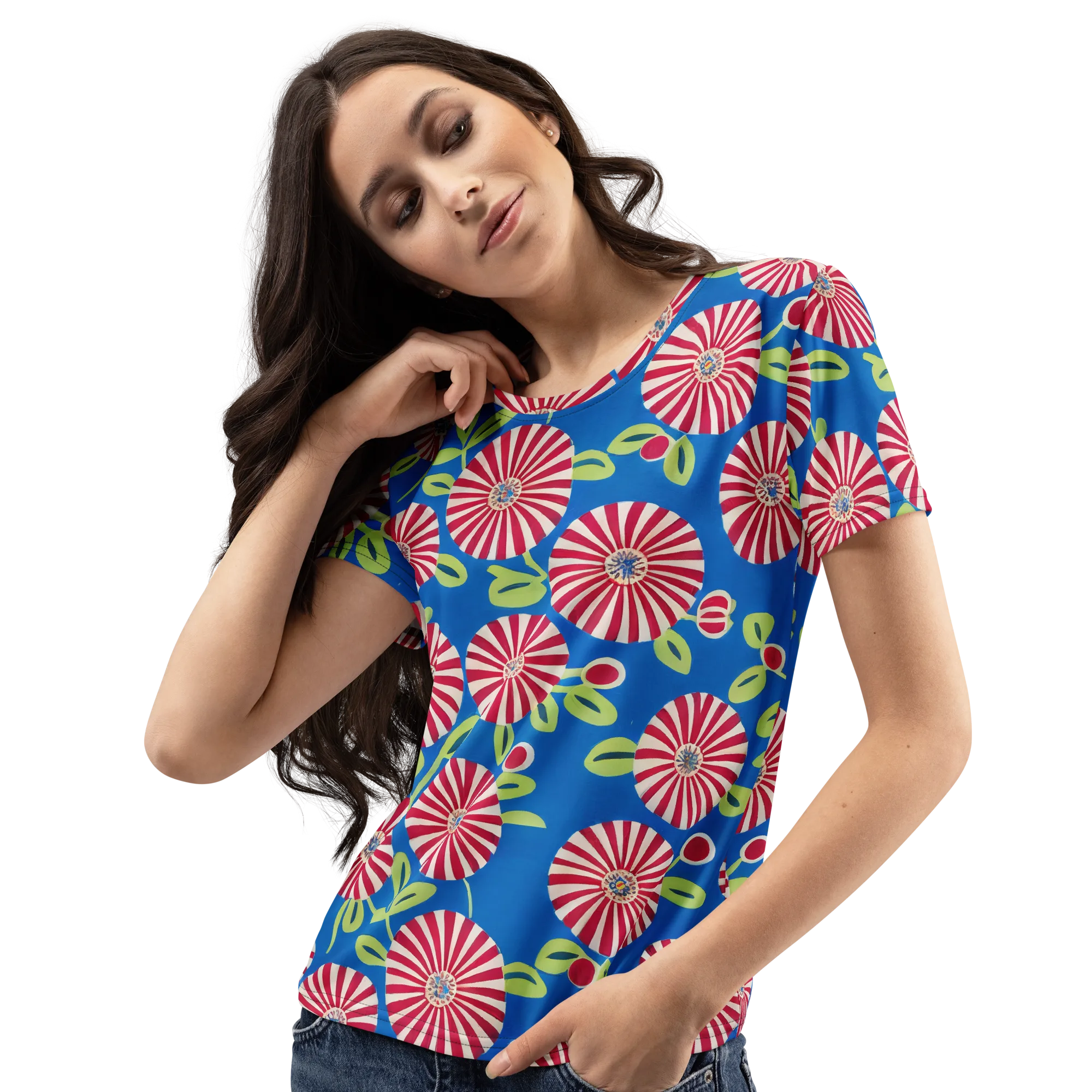 Radiant Garden Parade on Women's Crew Neck T-Shirt — Left Front