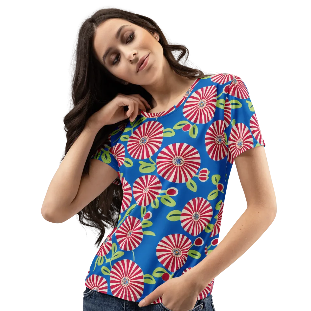 Radiant Garden Parade on Women's Crew Neck T-Shirt — Left Front