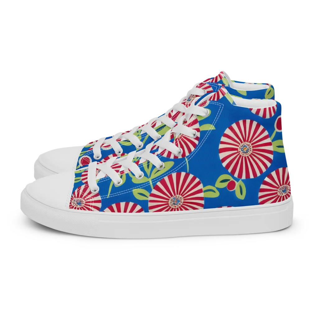 Radiant Garden Parade on Women's High Top Canvas Shoes — Left