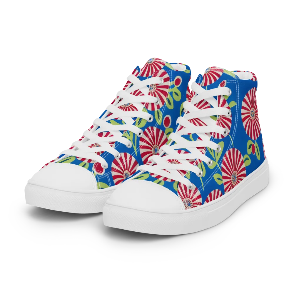 Radiant Garden Parade on Women's High Top Canvas Shoes — Left Front