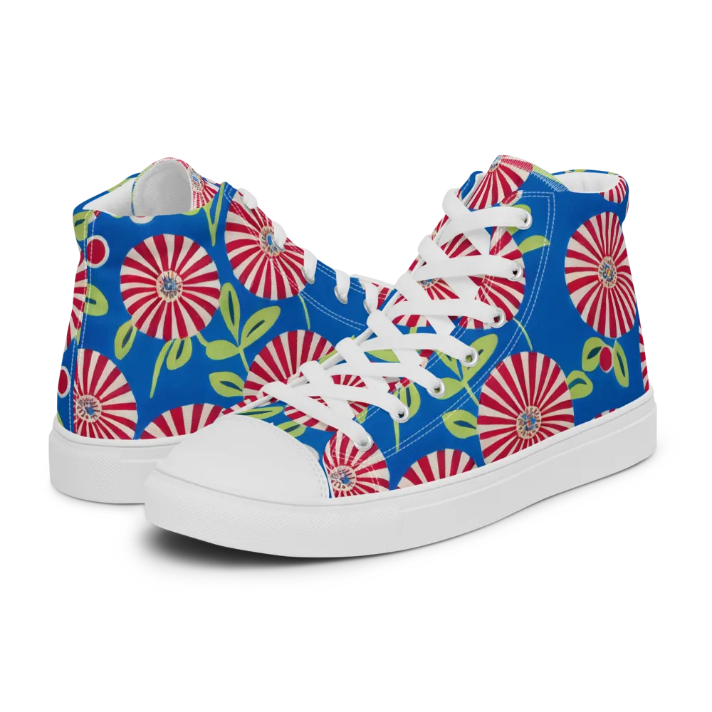 Radiant Garden Parade on Women's High Top Canvas Shoes — Left