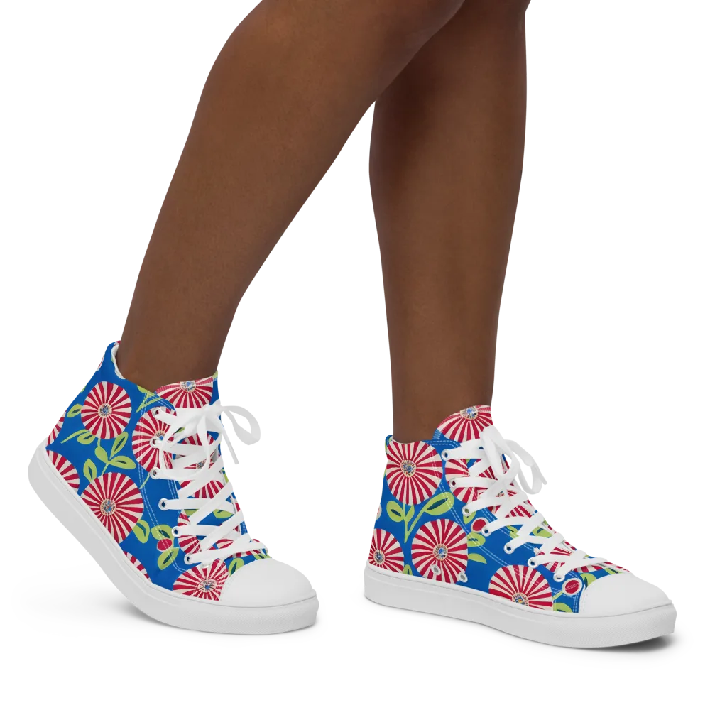 Radiant Garden Parade on Women's High Top Canvas Shoes — Right