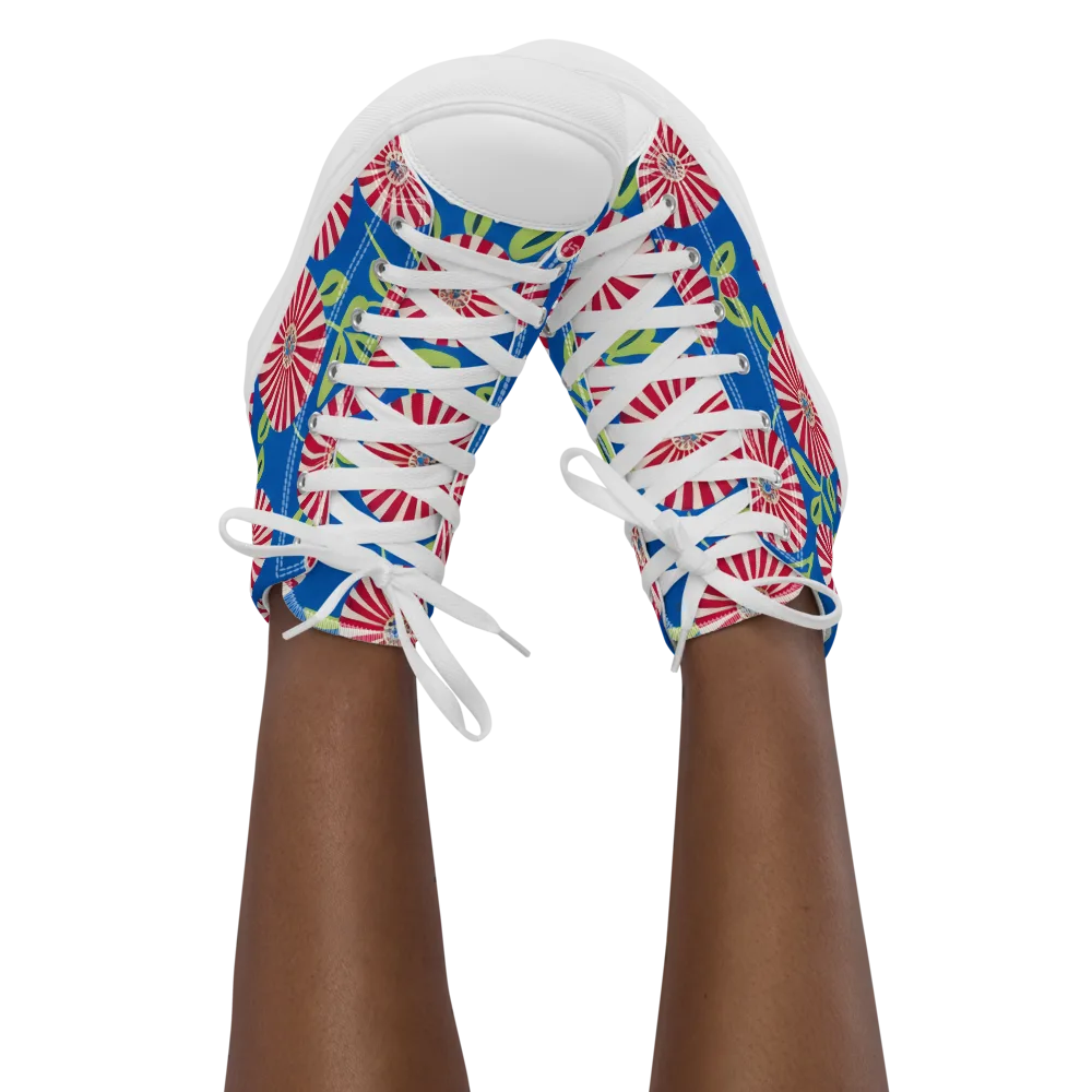 Radiant Garden Parade on Women's High Top Canvas Shoes — Front