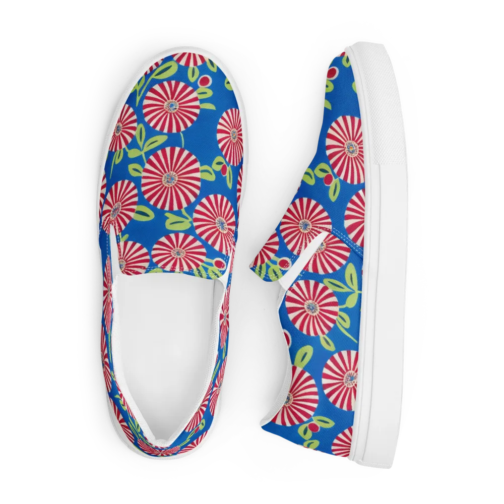 Radiant Garden Parade on Men's Slip-On Canvas Shoes — Front