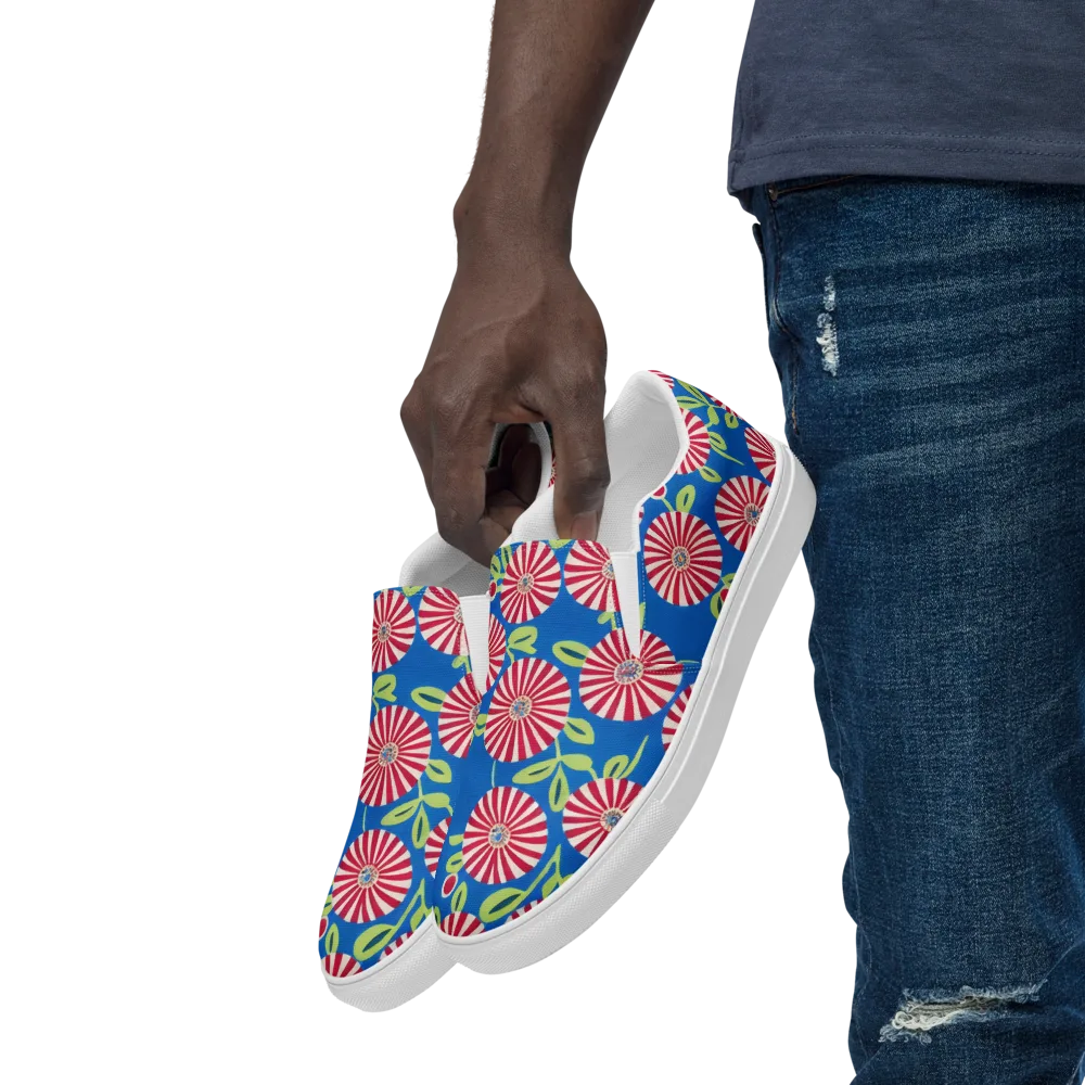 Radiant Garden Parade on Men's Slip-On Canvas Shoes — Left Front