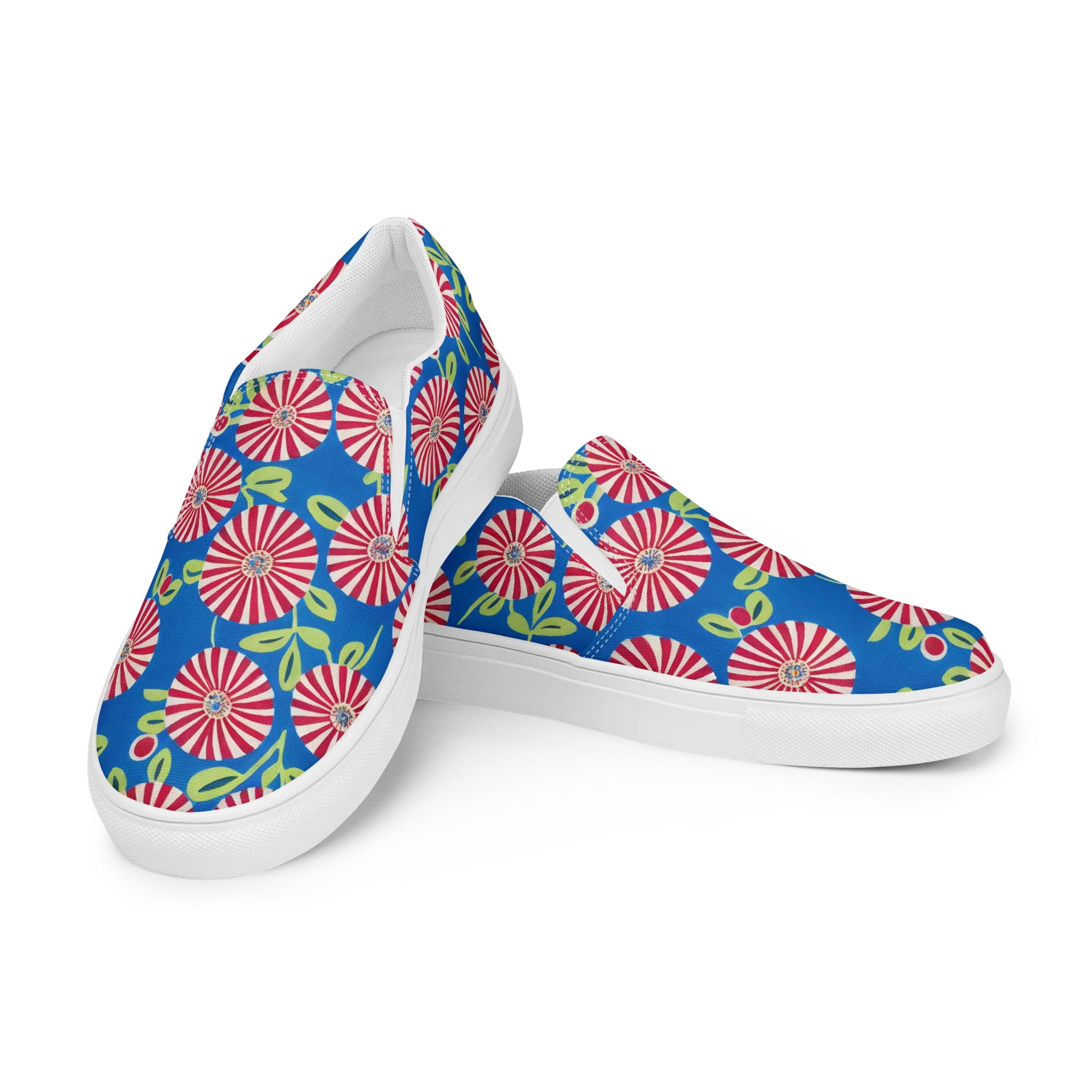 Radiant Garden Parade on Women's Slip-On Canvas Shoes — Left Front