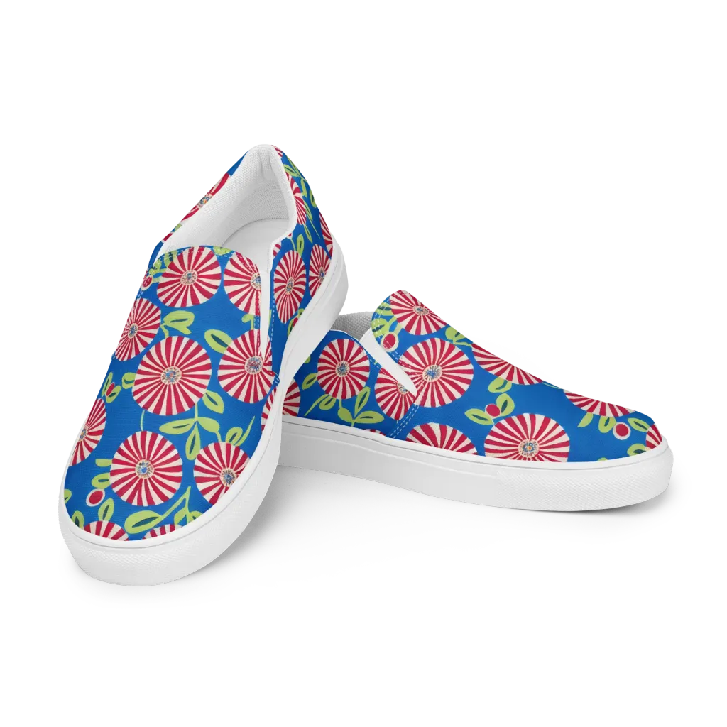 Radiant Garden Parade on Women's Slip-On Canvas Shoes — Left Front