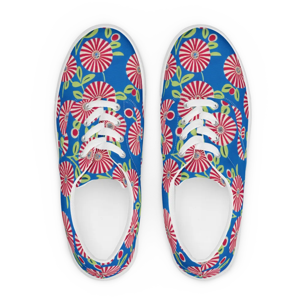 Radiant Garden Parade on Men's Lace-Up Canvas Shoes — Front