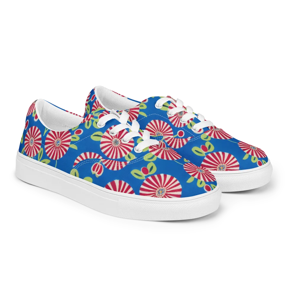 Radiant Garden Parade on Men's Lace-Up Canvas Shoes — Right Front