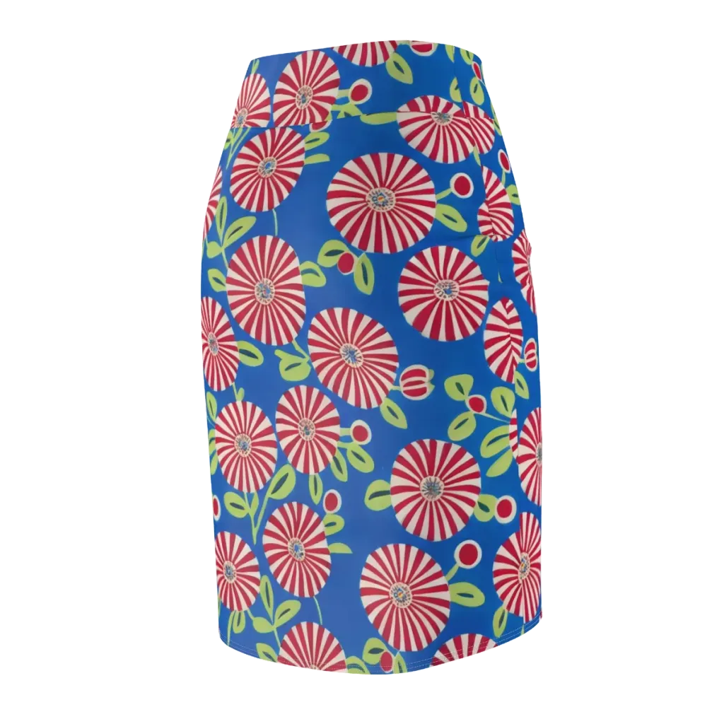 Radiant Garden Parade on Pencil Skirt — Back Side