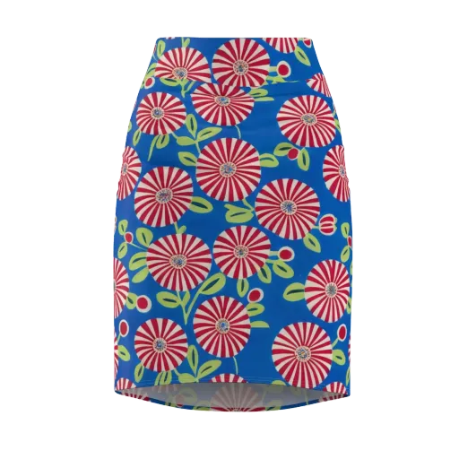 Radiant Garden Parade on a Pencil Skirt