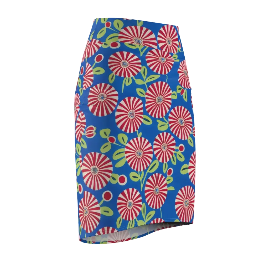 Radiant Garden Parade on Pencil Skirt — Front Side