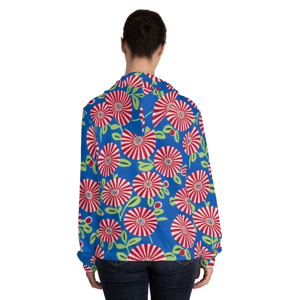 Radiant Garden Parade on Women's Full-Zip Hoodie — Back On Person