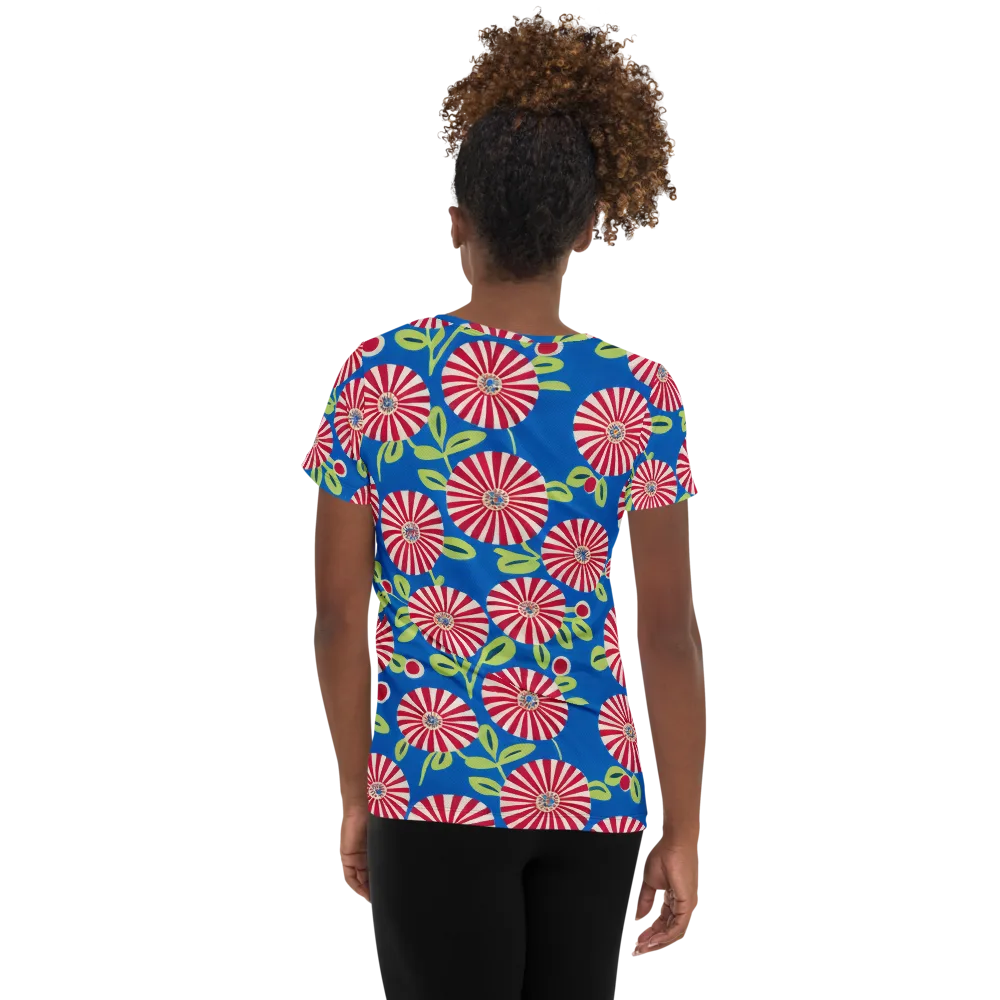 Radiant Garden Parade on Women's Athletic T-Shirt — Back
