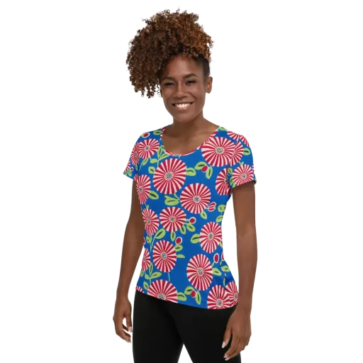 Radiant Garden Parade on a Women's Athletic T-Shirt