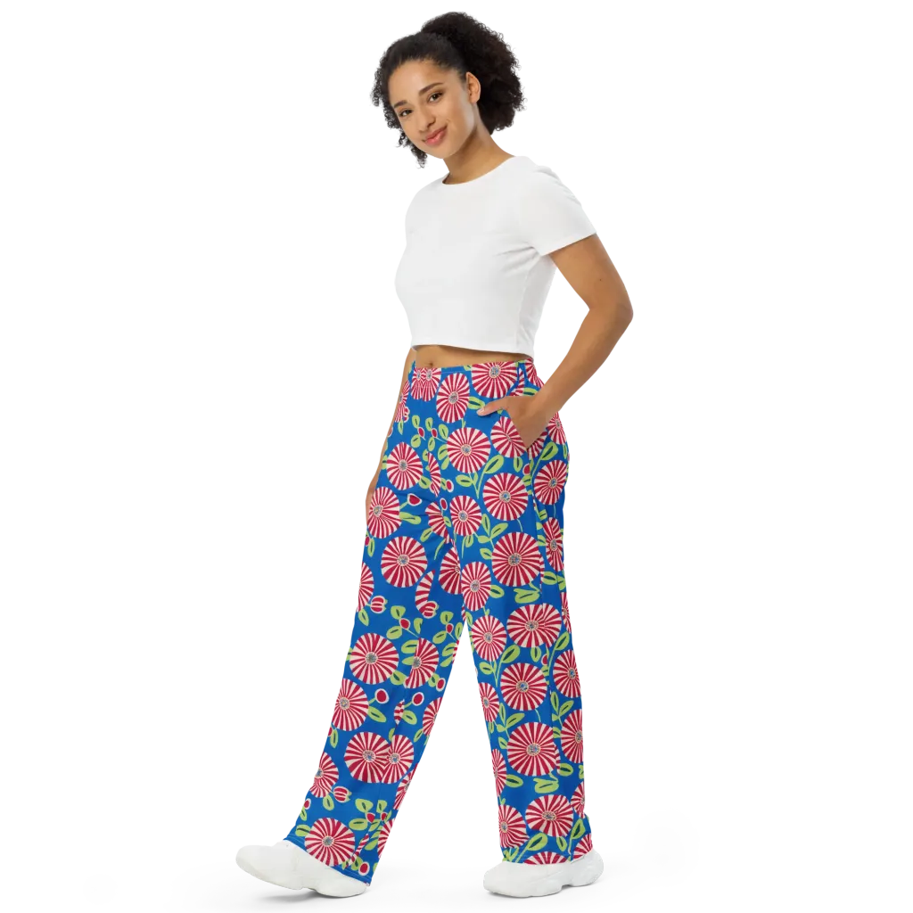 Radiant Garden Parade on Wide-Leg Pants — Left Front