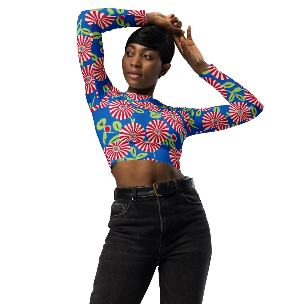 Radiant Garden Parade on Long Sleeve Crop Top — Front