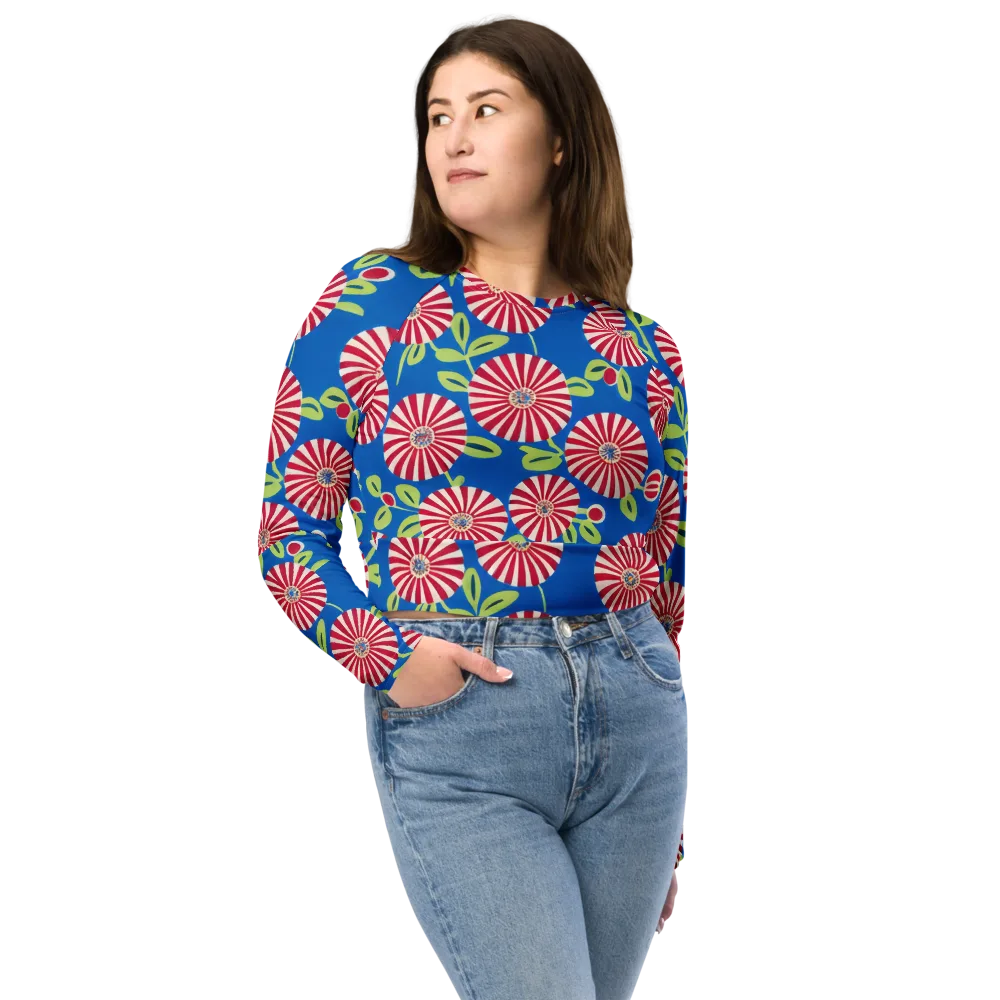 Radiant Garden Parade on Long Sleeve Crop Top — Front