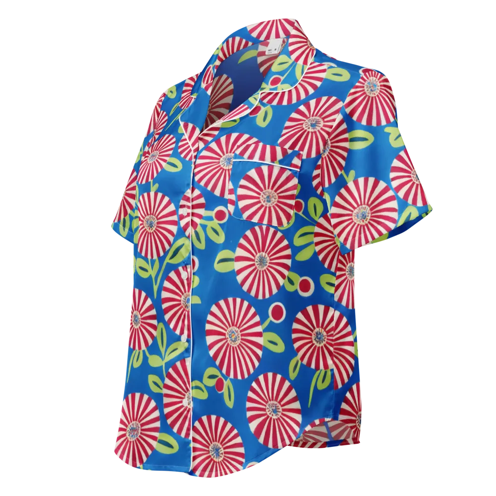 Radiant Garden Parade on Women's Short Sleeve Pajama Top — Left Front