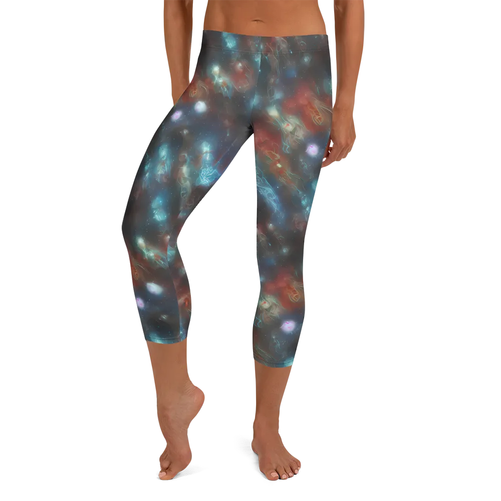 Astral Jellyfish on Capri Leggings — Front