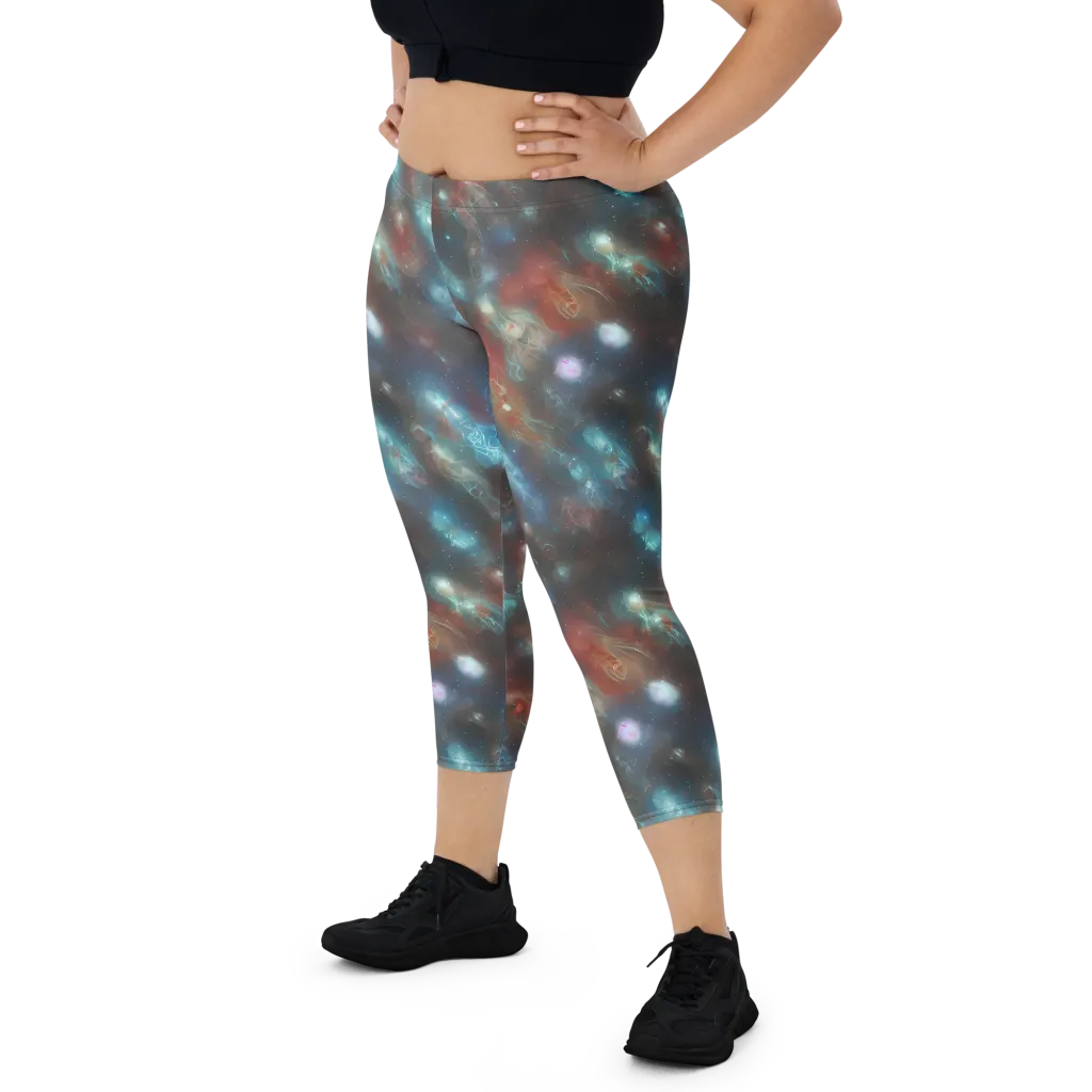 Astral Jellyfish on Capri Leggings — Front