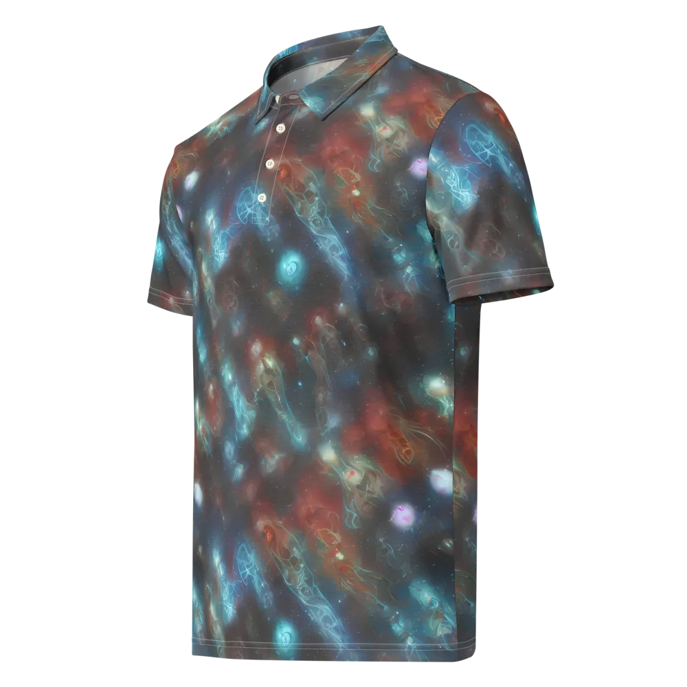 Astral Jellyfish on Men's Slim Fit Polo Shirt — Left Front