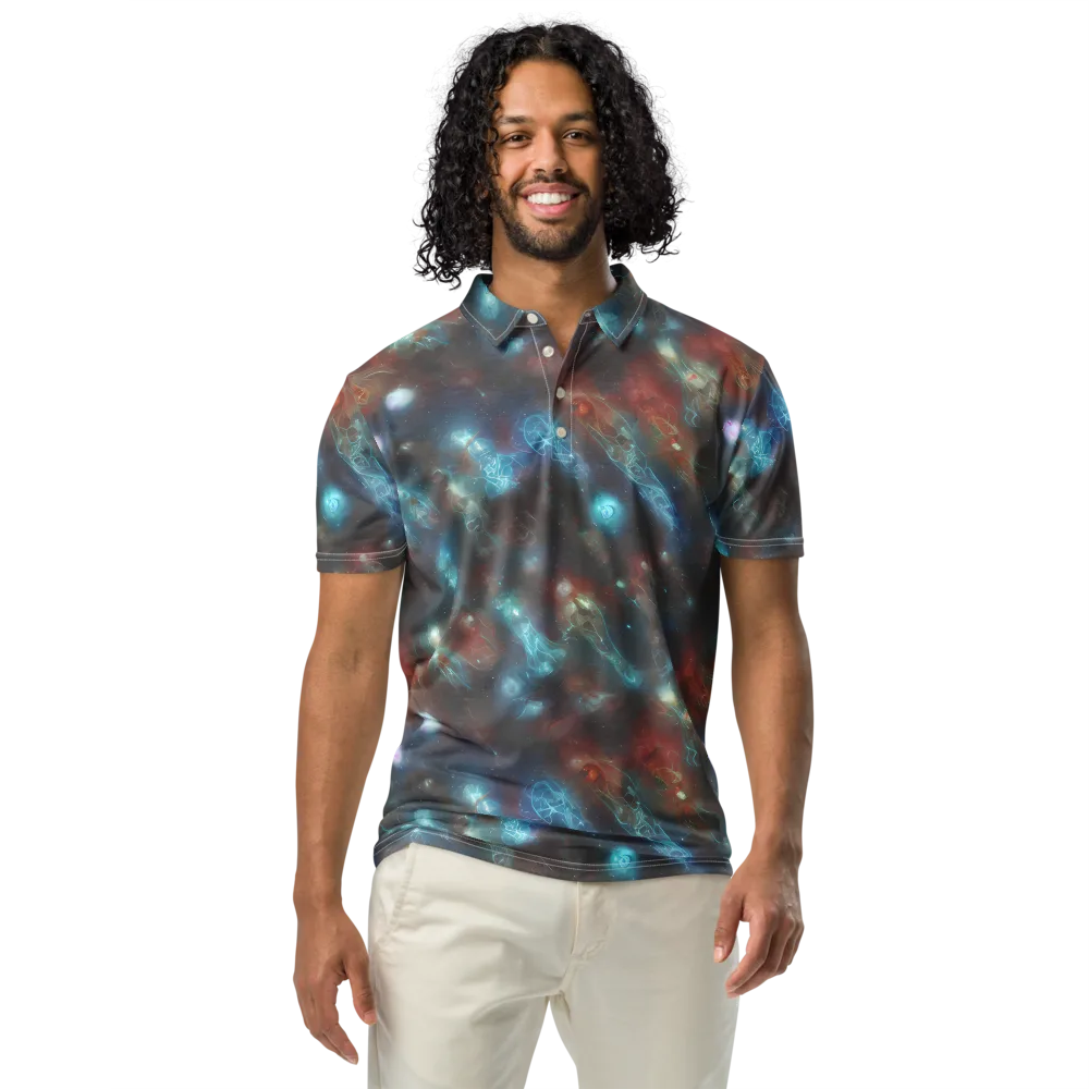 Astral Jellyfish on Men's Slim Fit Polo Shirt — Front