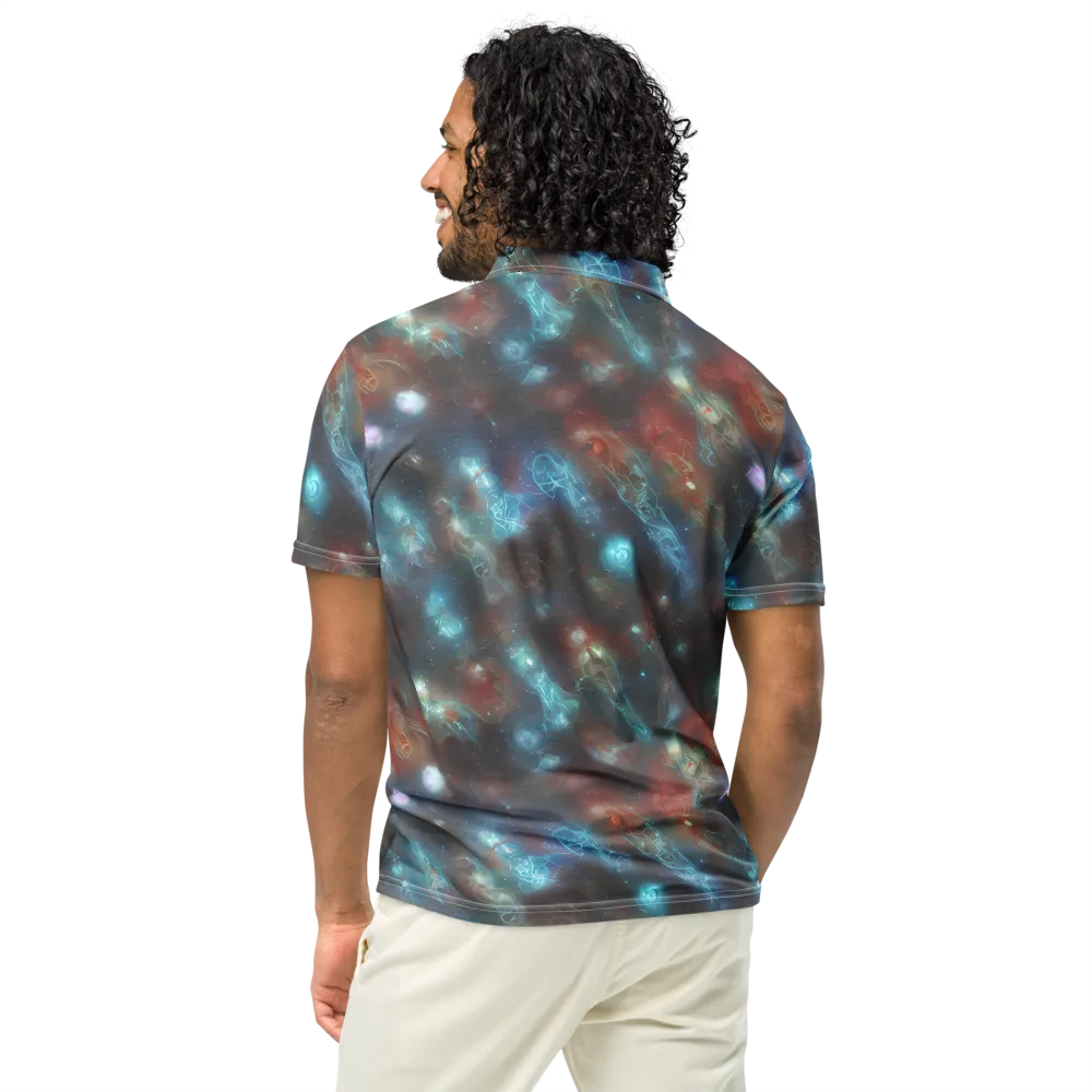 Astral Jellyfish on Men's Slim Fit Polo Shirt — Back