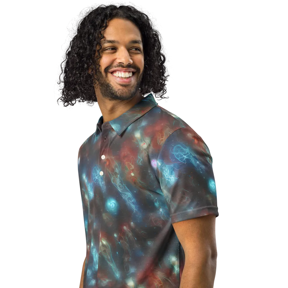 Astral Jellyfish on Men's Slim Fit Polo Shirt — Left Front
