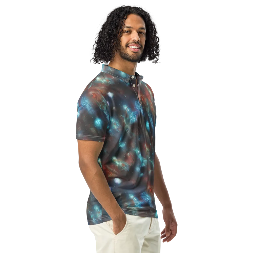 Astral Jellyfish on Men's Slim Fit Polo Shirt — Right Front
