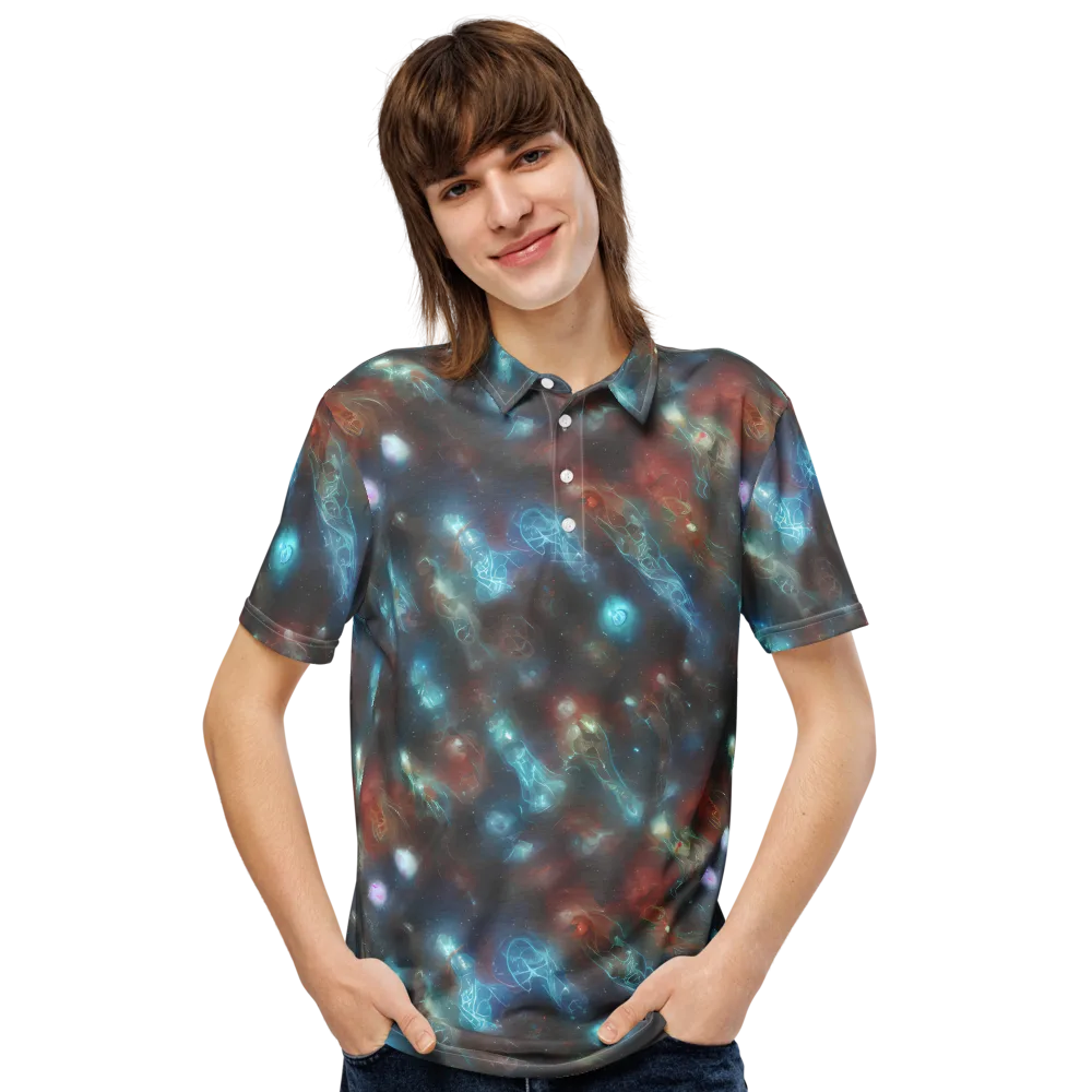 Astral Jellyfish on Men's Slim Fit Polo Shirt — Front