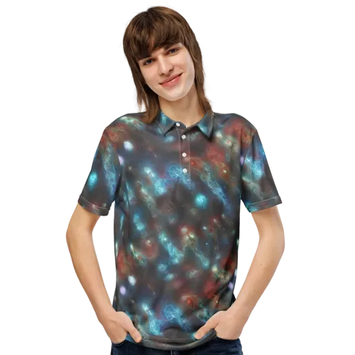 Astral Jellyfish on a Men's Slim Fit Polo Shirt