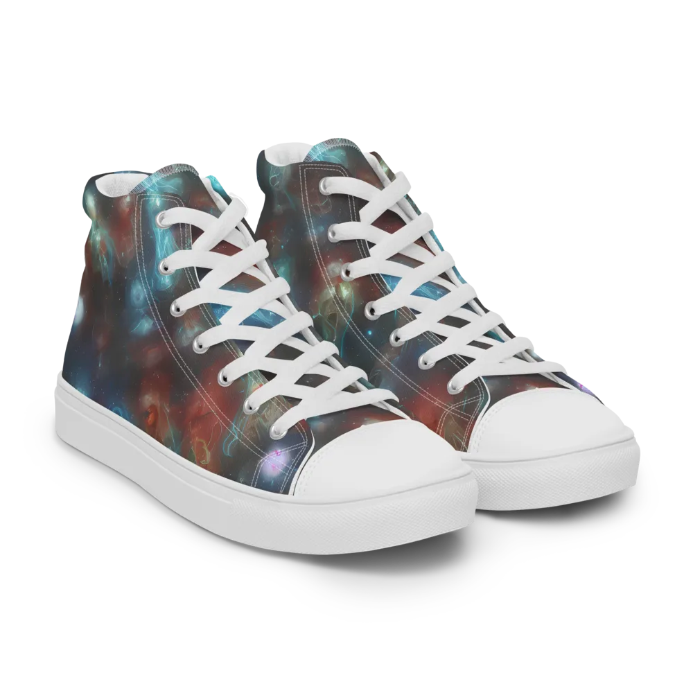 Astral Jellyfish on Men's High Top Canvas Shoes — Right Front