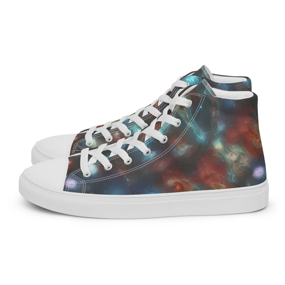 Astral Jellyfish on Men's High Top Canvas Shoes — Left