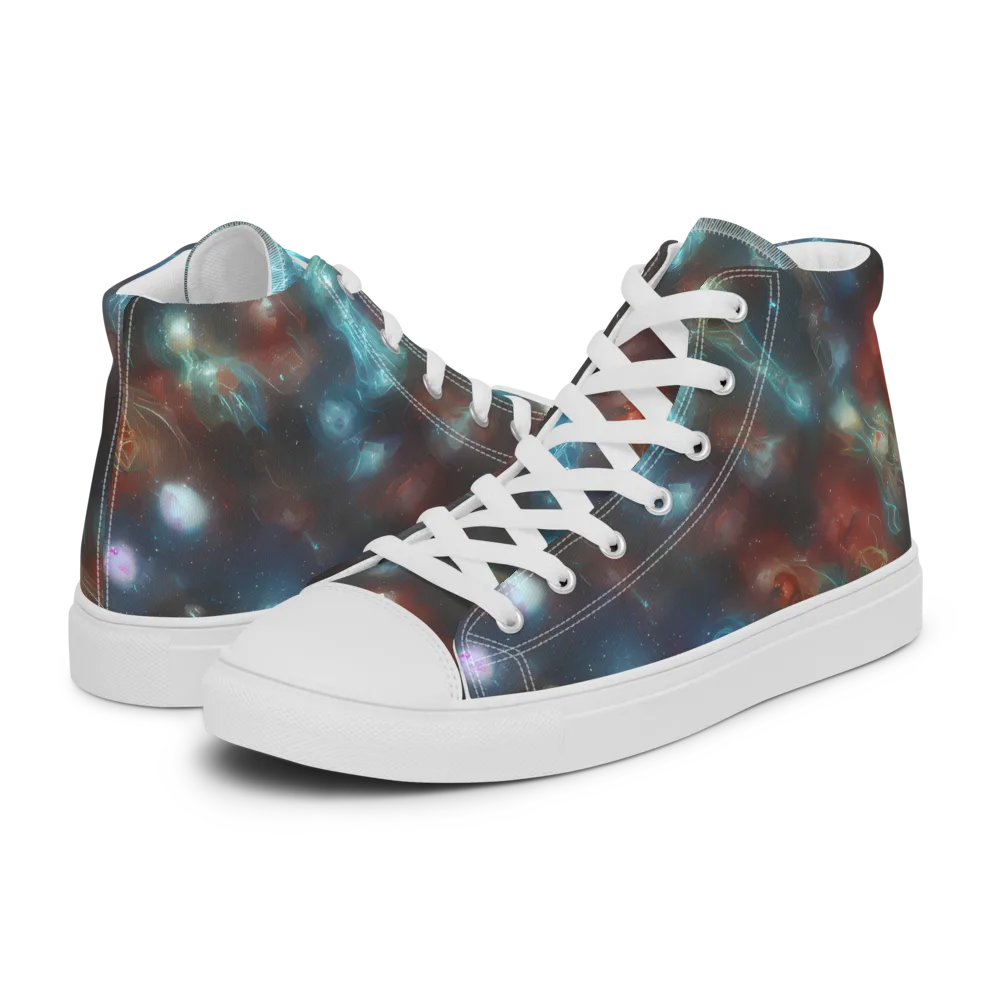 Astral Jellyfish on Men's High Top Canvas Shoes — Left