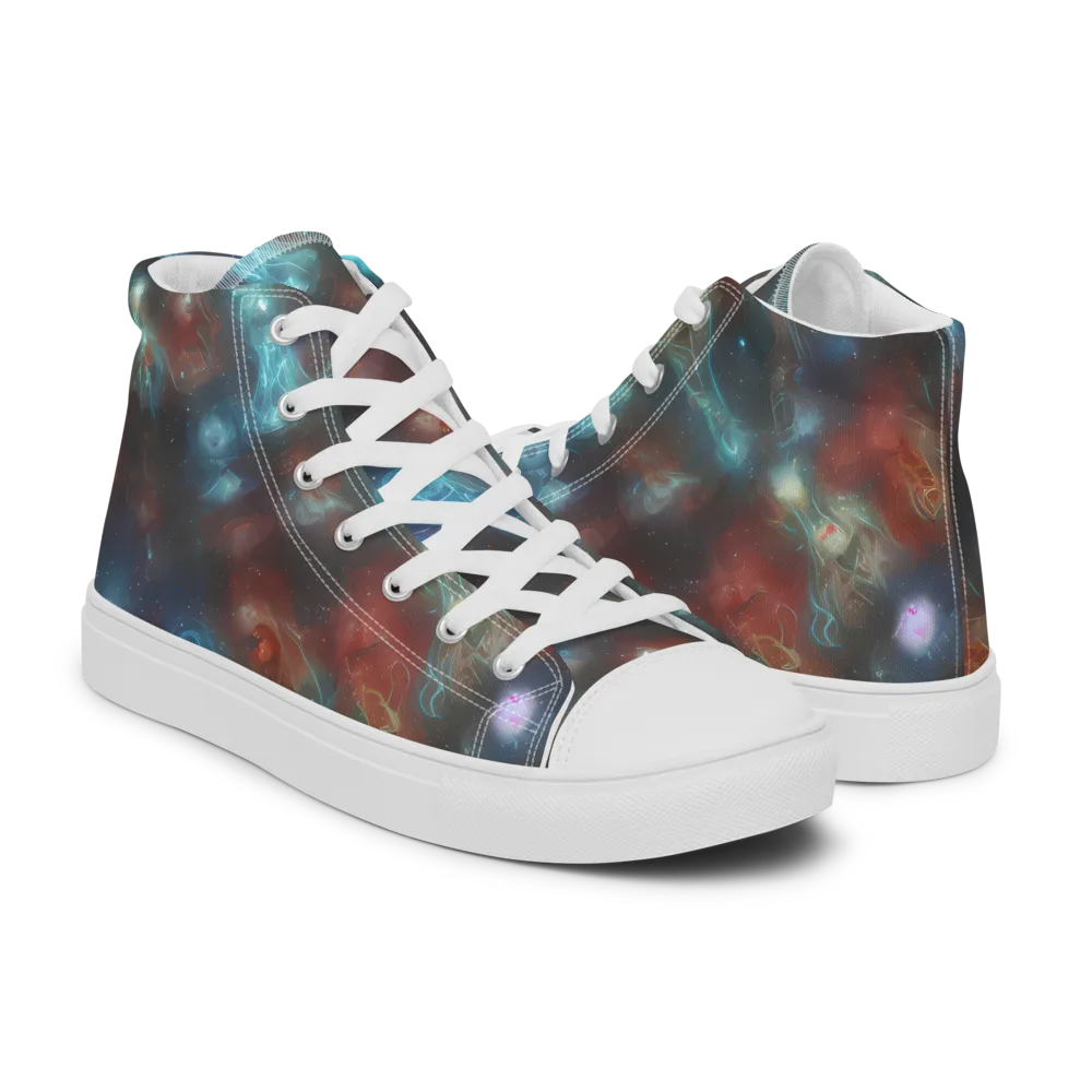 Astral Jellyfish on Men's High Top Canvas Shoes — Right