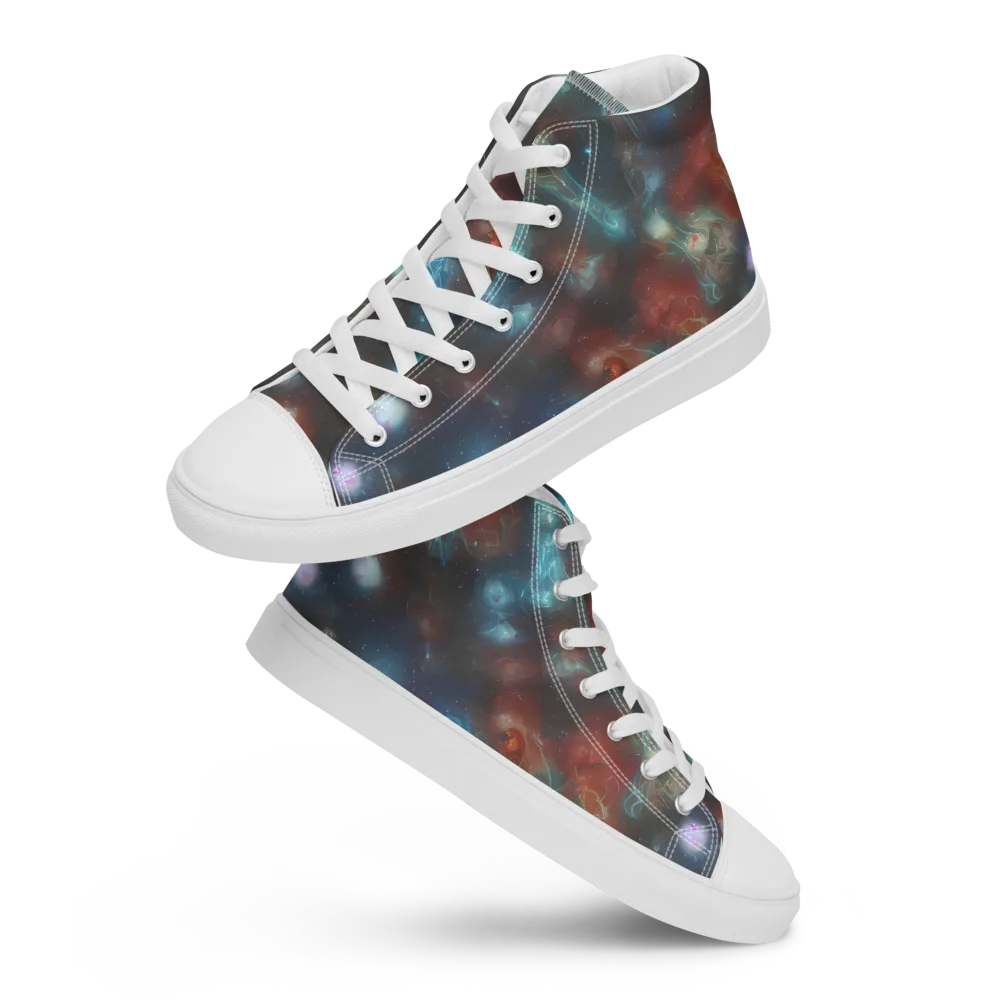 Astral Jellyfish on Men's High Top Canvas Shoes — Front