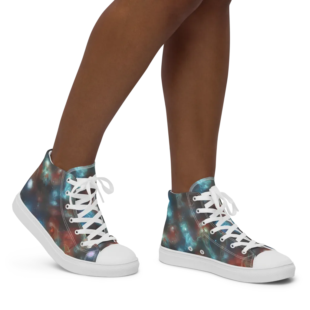 Astral Jellyfish on Women's High Top Canvas Shoes — Right