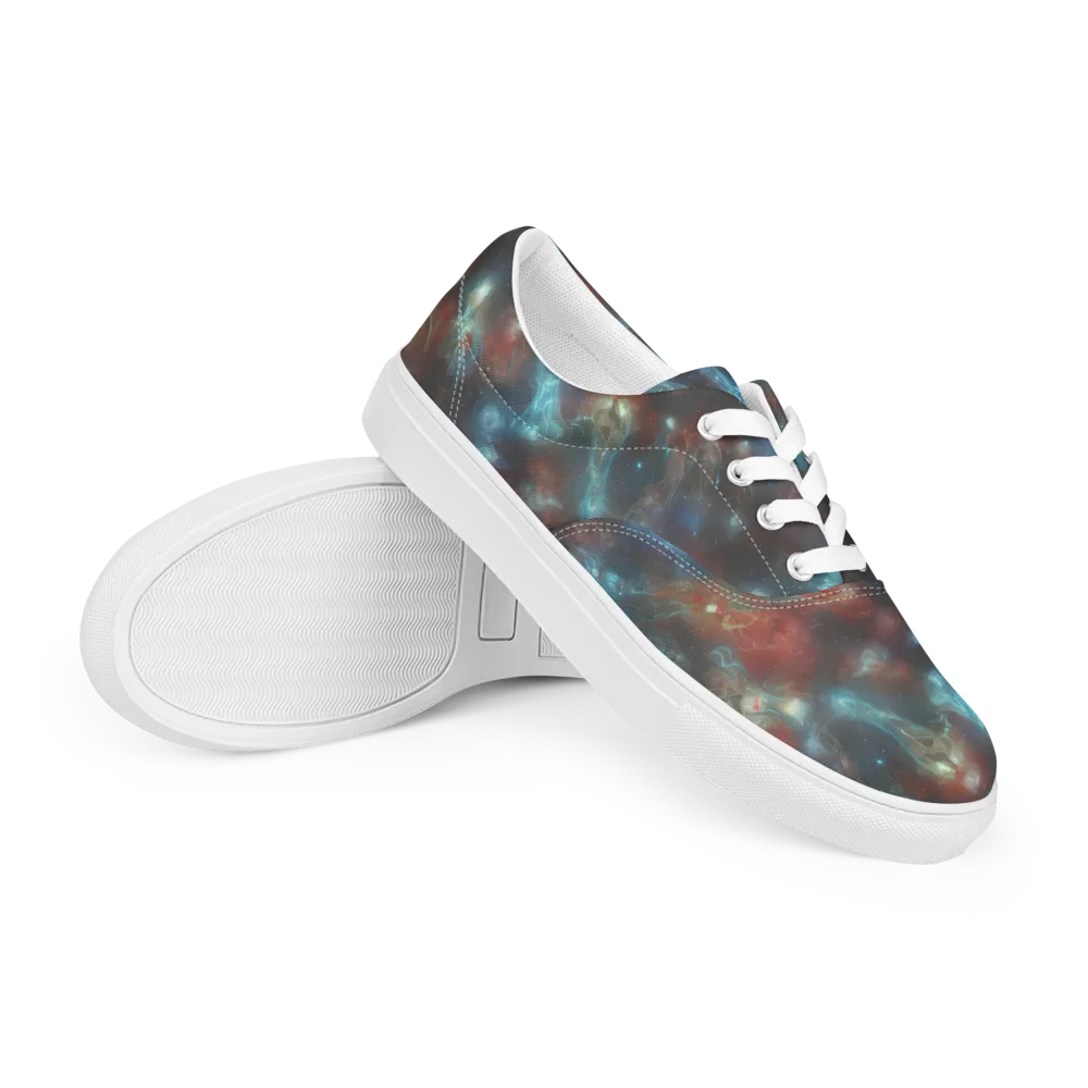 Astral Jellyfish on Men's Lace-Up Canvas Shoes — Right Front