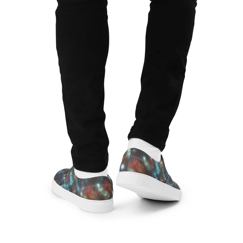 Astral Jellyfish on Men's Lace-Up Canvas Shoes — Back