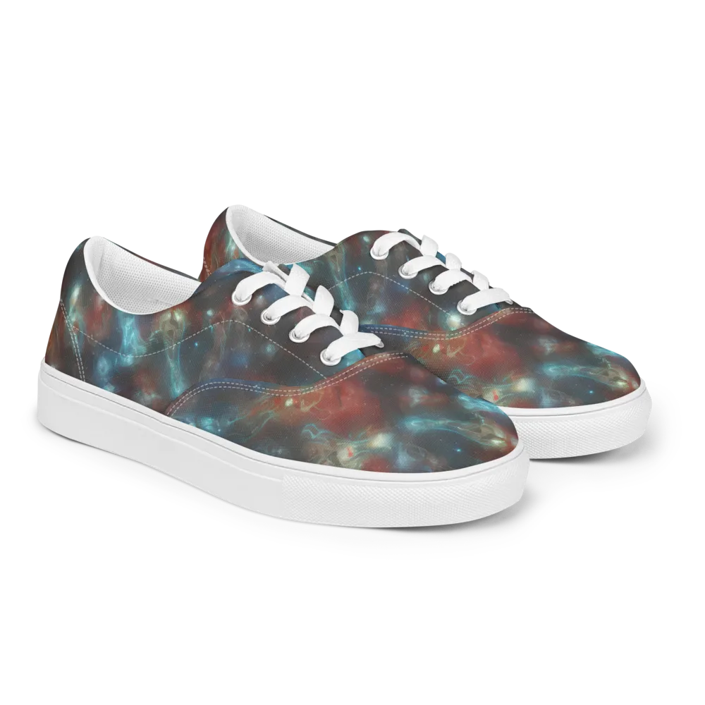 Astral Jellyfish on Men's Lace-Up Canvas Shoes — Right Front