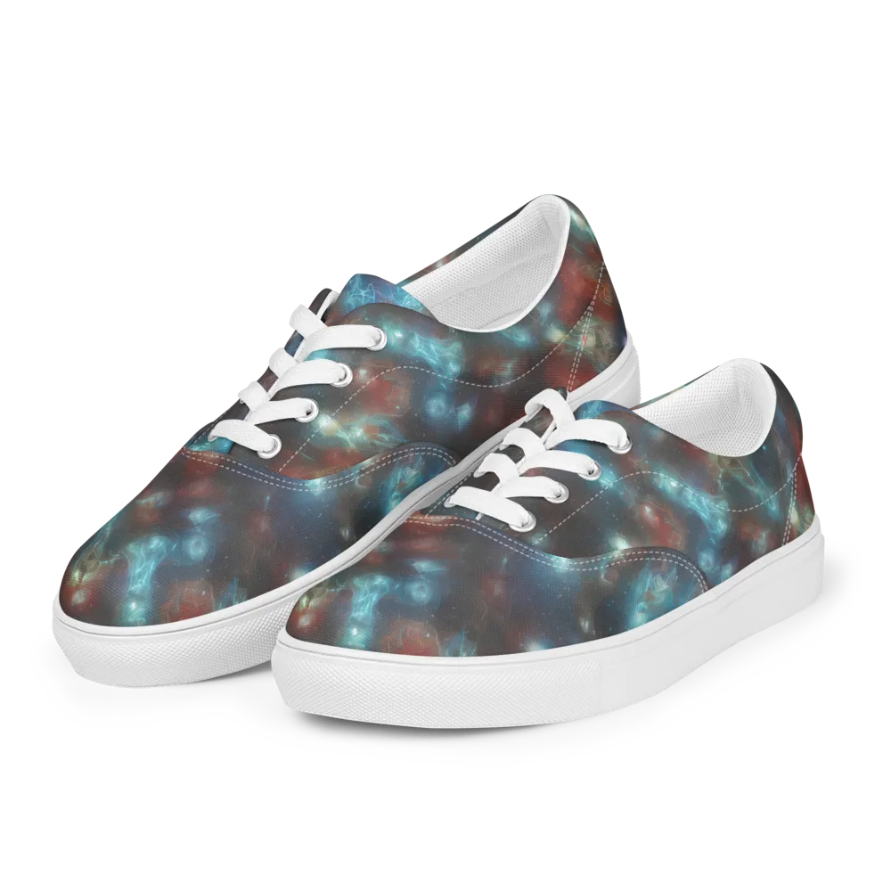 Astral Jellyfish on Men's Lace-Up Canvas Shoes — Left Front
