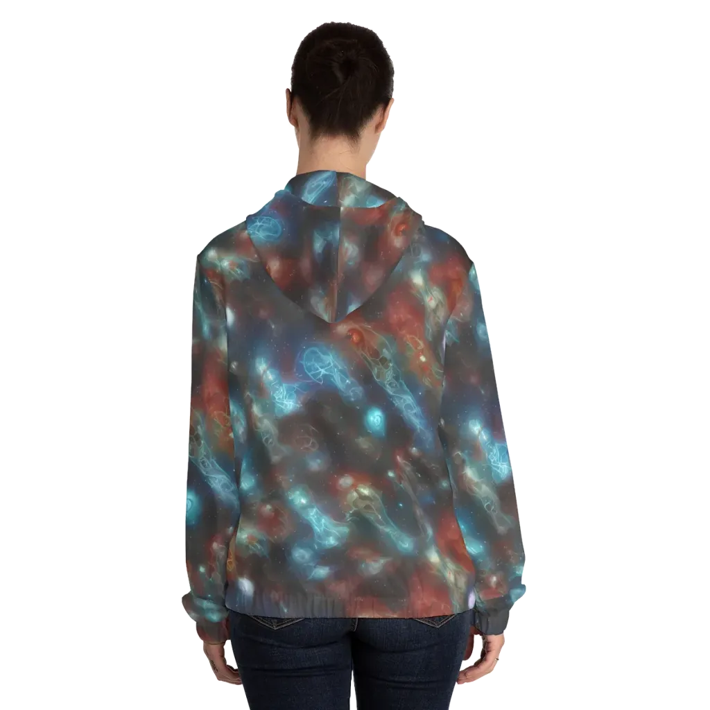 Astral Jellyfish on Women's Full-Zip Hoodie — Back On Person