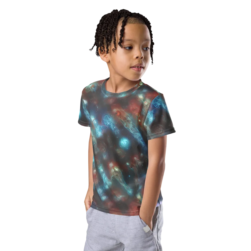 Astral Jellyfish on Kids Crew Neck T-Shirt — Left Front