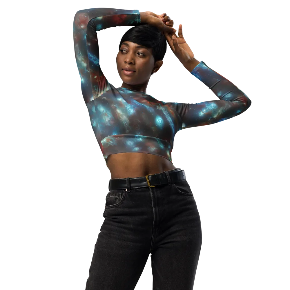 Astral Jellyfish on Long Sleeve Crop Top — Front