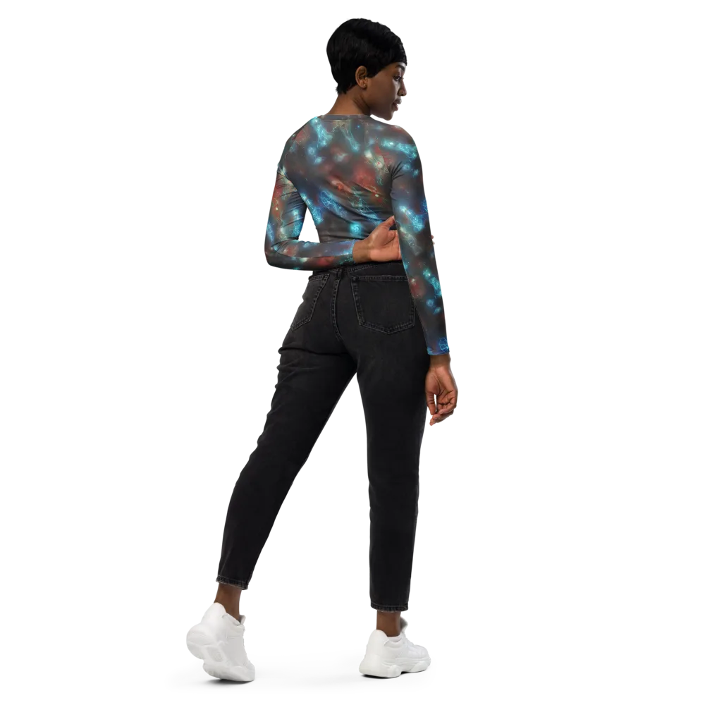 Astral Jellyfish on Long Sleeve Crop Top — Right Back