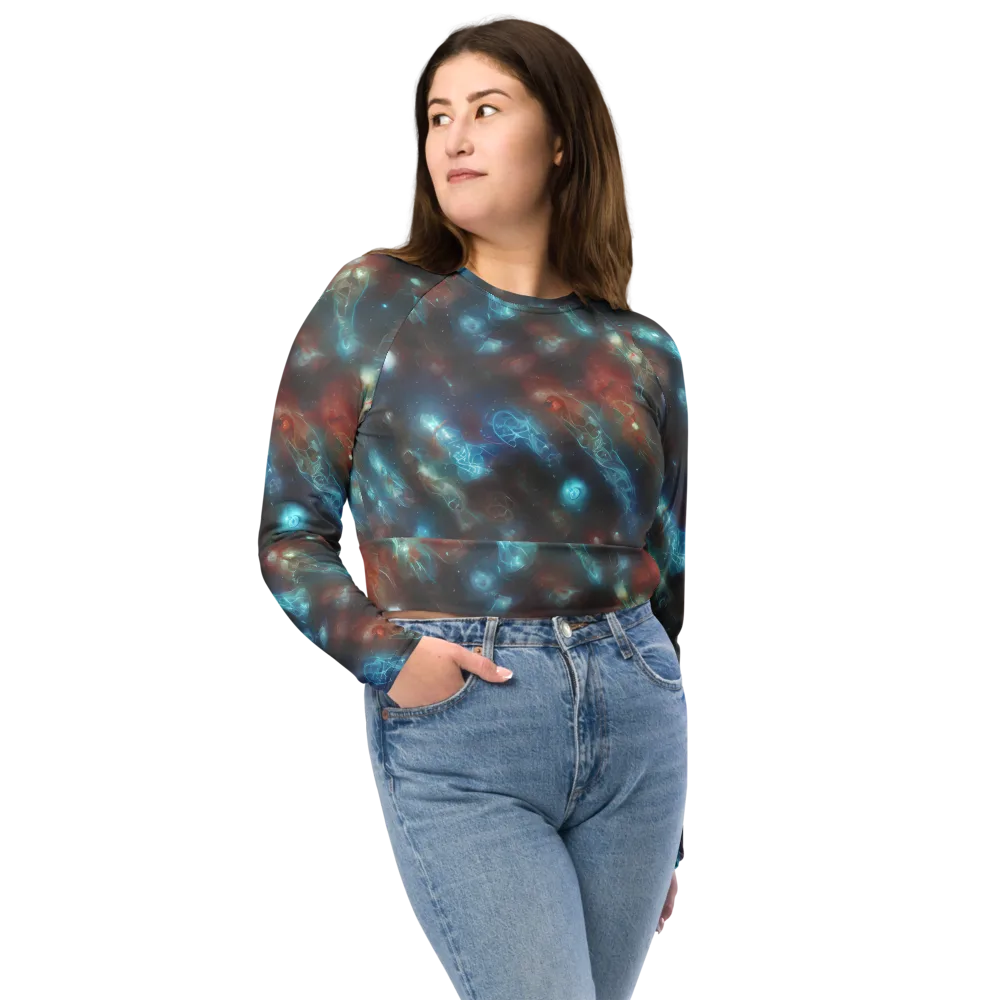 Astral Jellyfish on Long Sleeve Crop Top — Front