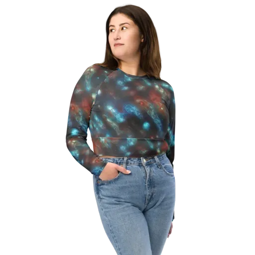Astral Jellyfish on a Long Sleeve Crop Top