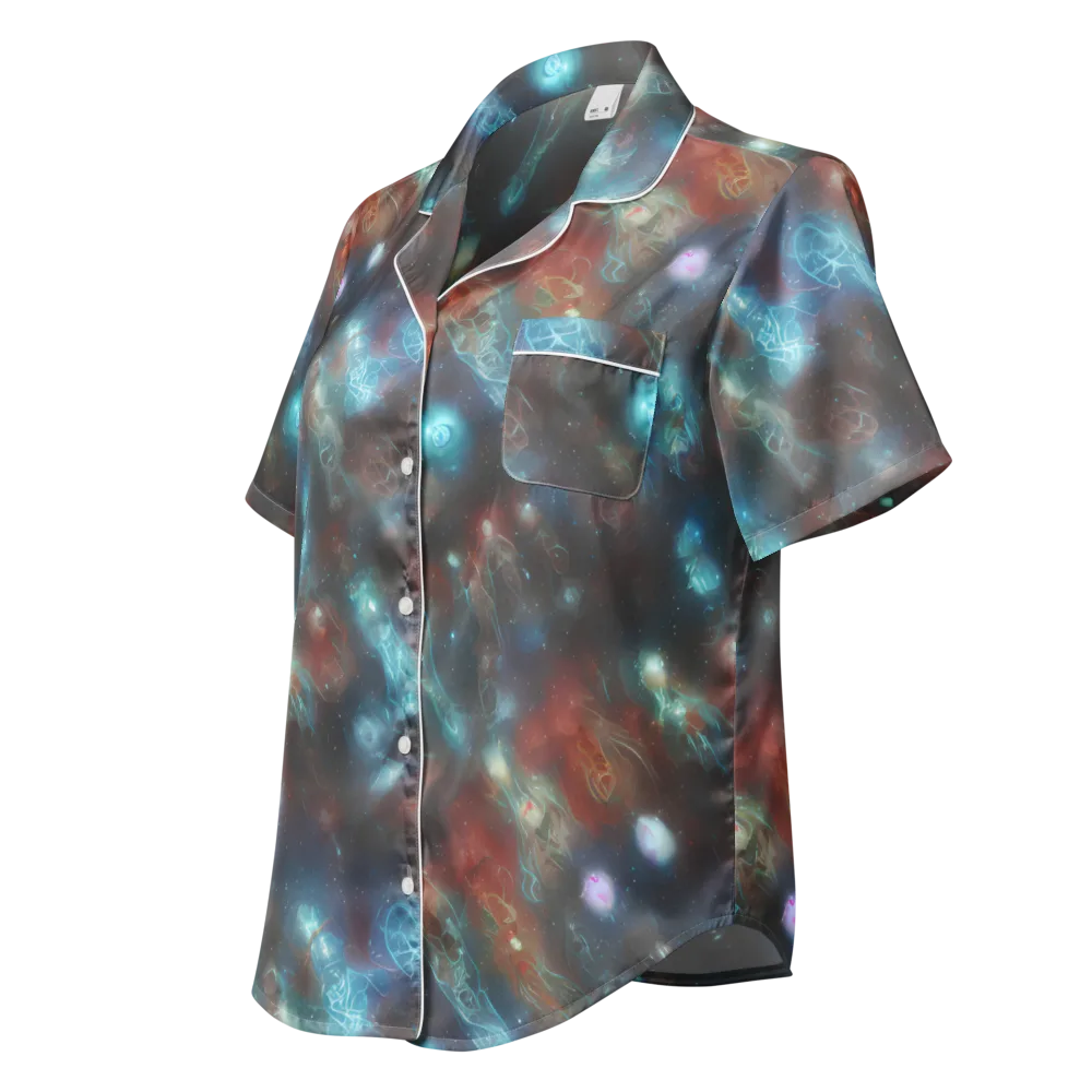 Astral Jellyfish on Women's Short Sleeve Pajama Top — Left Front